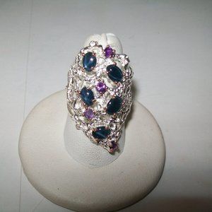 GORGEOUS NATURAL BLUE STAR SAPPHIRE COCKTAIL RING SIZE 7.5